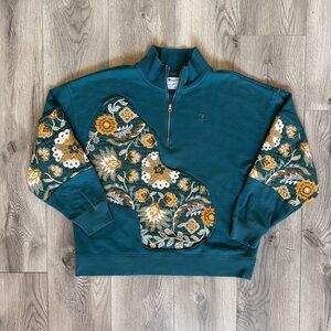 Upcycled Blanket Patchwork Champion 1/4 Zip Sweater